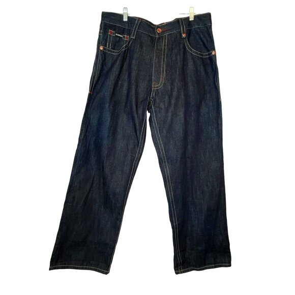 VTG Avirex Jeans Men 40x34 Blue Denim Embroidered Loose Baggy Y2K Hip Hop Skater - Picture 2 of 12